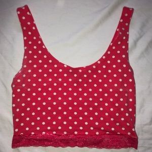 Pink polka dot crop top